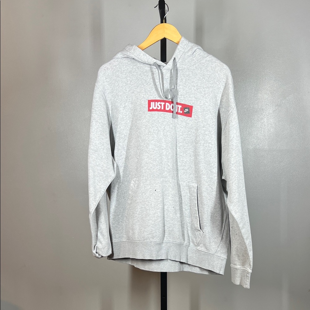 Nike Gray Hoodie with Red Logo with flaws